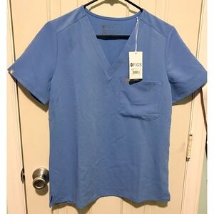 Figs Technical Collection Top Womens Small Blue Short Sleeve Catarina Scrubs New